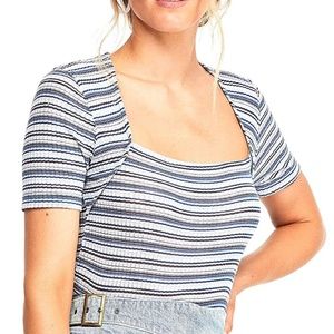 NWT Free People Square Neck Striped Top
